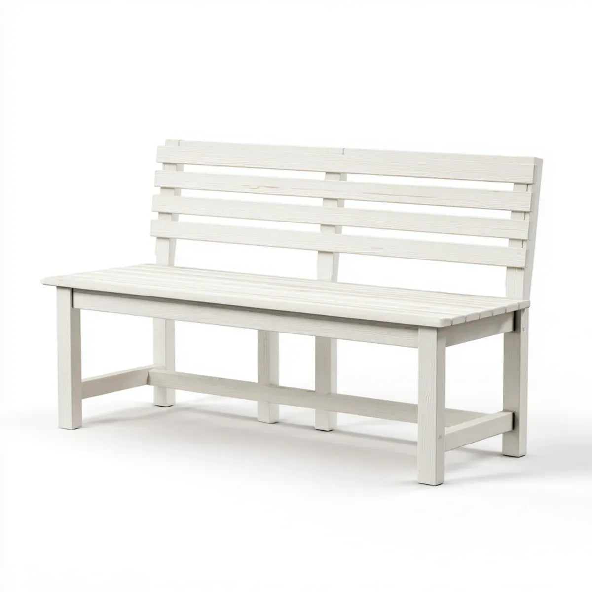 Ławka ogrodowa, Biała ławka ogrodowa w sosnie litej 150 x 60 x 90 cm z oparciem