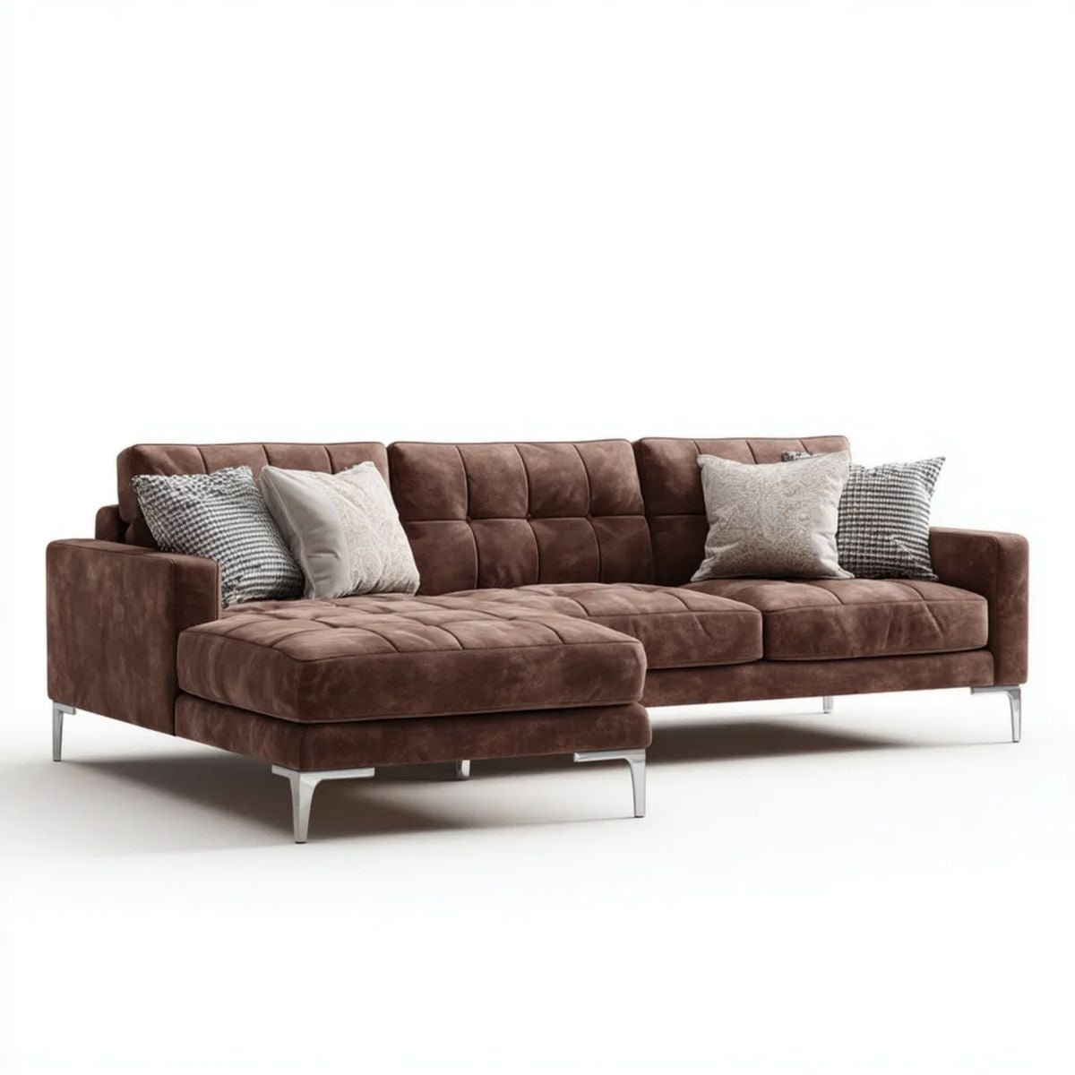 Sofa, 4 brązowe mikrofibry sofa, 280 x 160 x 85 cm
