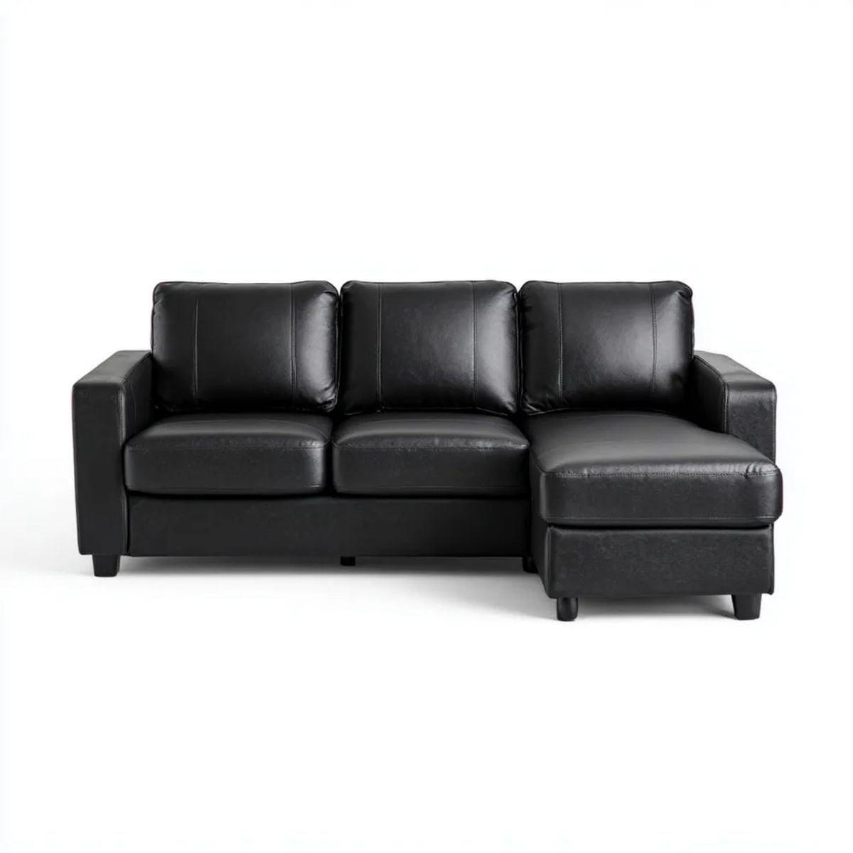 Sofa fixed 3 fixseater czarny w PU fixyphyphyphytic picture skin z fixistic meridian, 220 x 145 x 85 cm