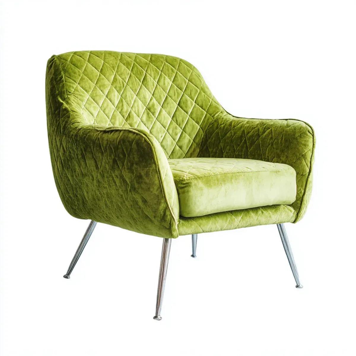 Fotel, Zielone fotele w piórze Polyester Velvet 76 x 78 x 82 cm ze stalową nogą