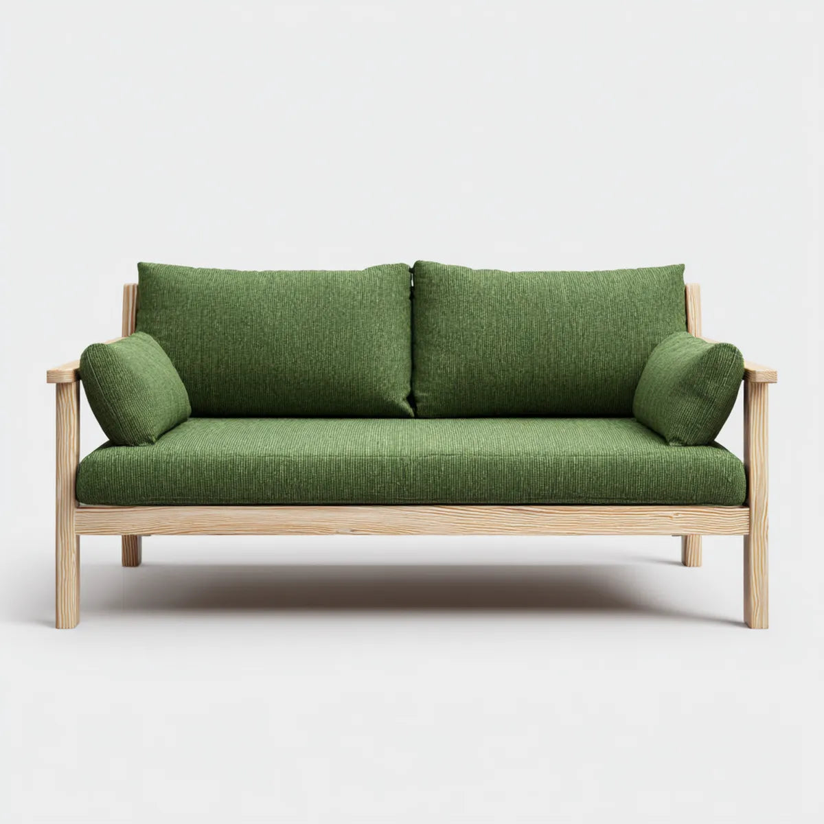 Sofa, 2-osobowa kanapa zielona 145 x 78 x 82 cm poliestrowe drewno sosnowe prostokątne