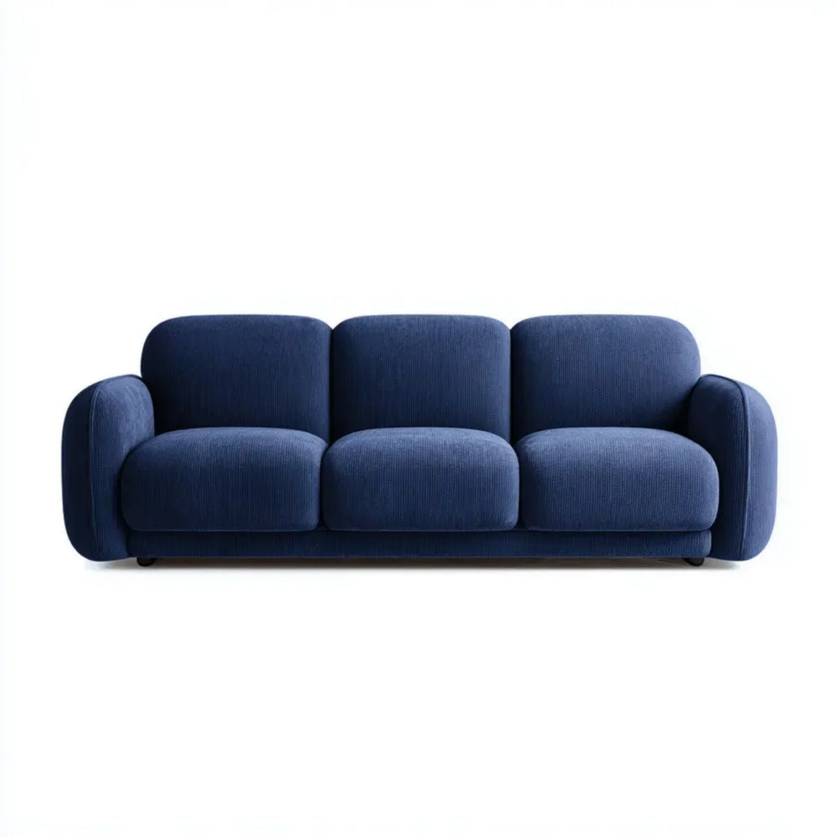 Sofa, 3-osobowa wyprostowany sofa wytłoczona granatowo niebieska w poliestrze wstążka wstążkowa 220 x 95 x 78 cm
