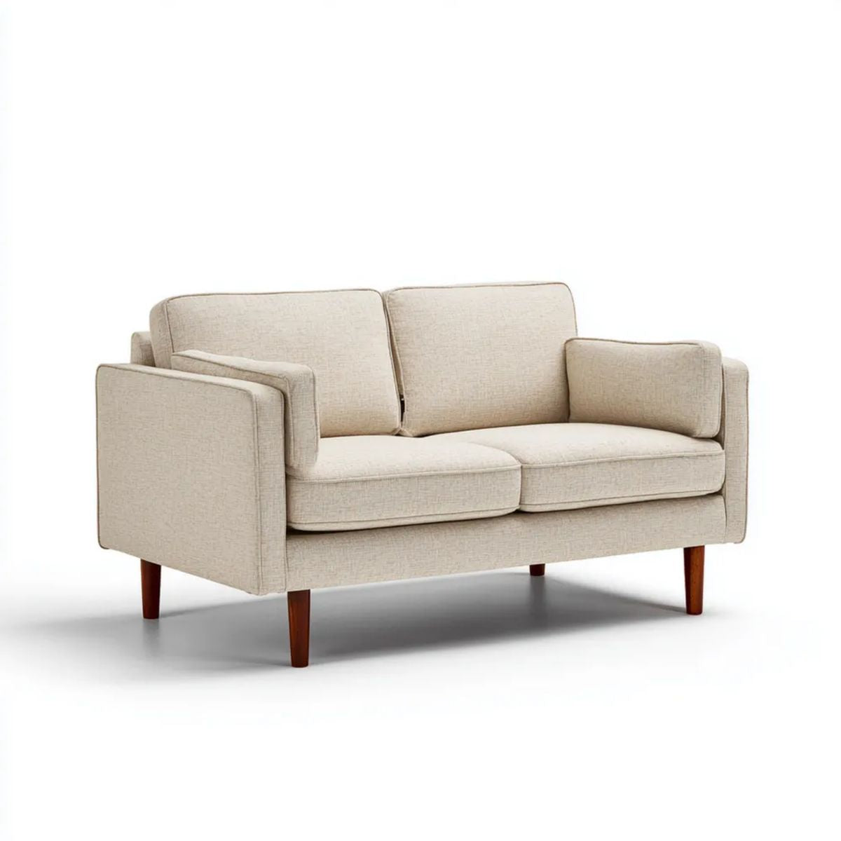 Sofa, 2-osobowa poliester sofa z lite drewno brązowe nogi brązowe, 180 x 85 x 84 cm