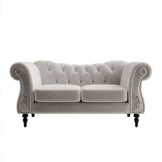 Sofa, Chesterfield 2 Simplified Seater Simplight Sofa w Simplilight Siardury Siarczowy aksamit z czarnymi nóżkami, 180 x 90 x 78 cm