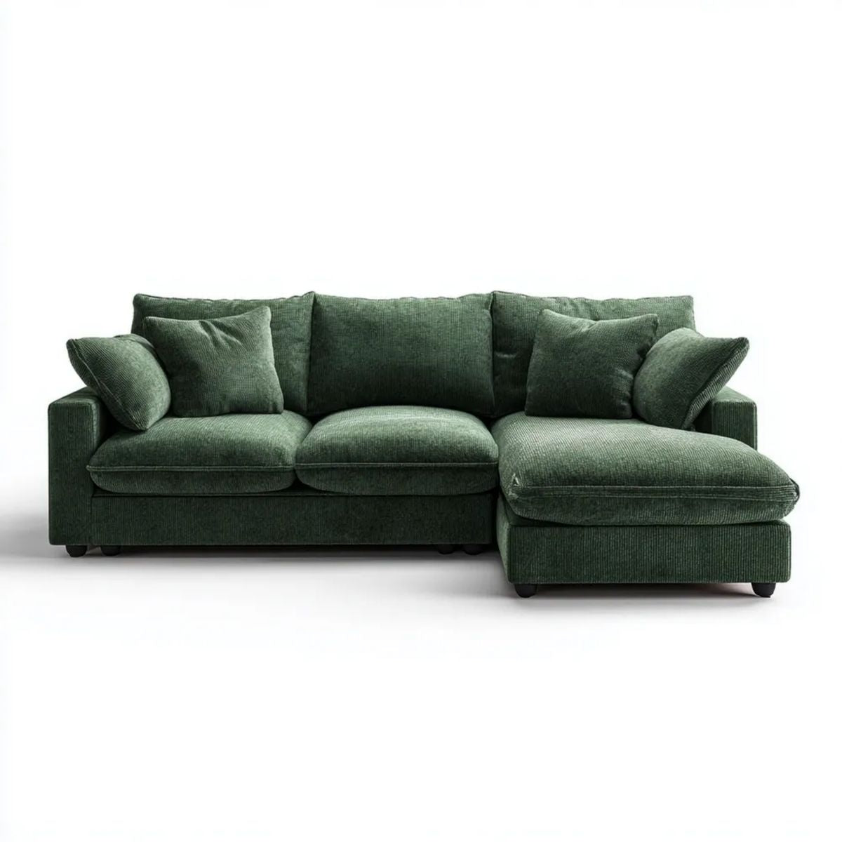 Sofa, 3 kwadratowe ciemnozielone narożnik sofa w poliestrze nawilżona wiórkowata 250 x 160 x 85 cm