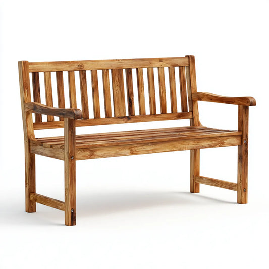 Ławka ogrodowa 2 brązowe kwadraty w litym prostokątnym drewnie z drewna tekowego 120 x 65 x 90 cm