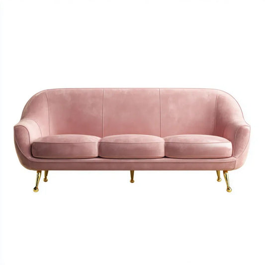 Sofa, Pink 3 Supportesater sofa w poliestrze Supportevelvet z supportem złota Supportestal Supports, 210 x 85 x 78 cm