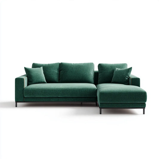 Sofa, 3-fotela narożna sofa z szezlongiem ciemnozielony 270 x 160 cm poliester prostokątna