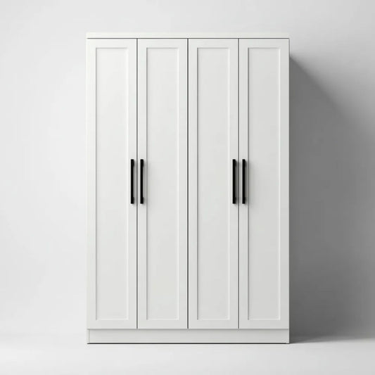 Szafa, 4 drzwi do białego szafy w panelach MDF, 160 x 52 x 200 cm
