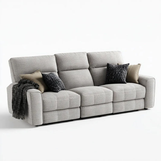 Sofa, 3-osobowa w sofie w kolorze jasnoszarym poliester, 220 x 95 x 92 cm