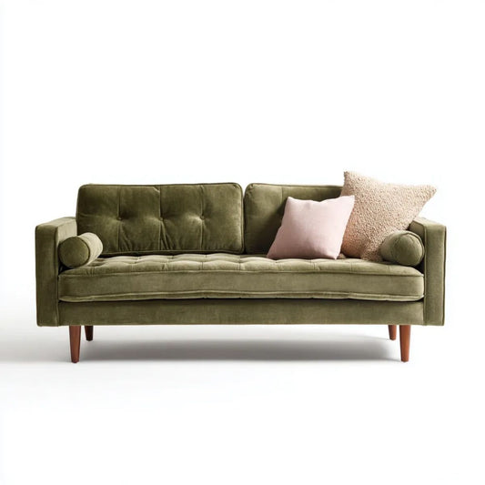 Sofa, 3-osobowa w sofie z poliestru Brittvelvet Brittlegreen, 190 x 85 x 85 cm