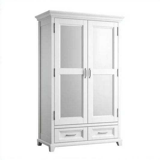 Szafa 2-drzwiowa i 2 szuflady w kolorze białym MDF 100 x 55 x 200 cm