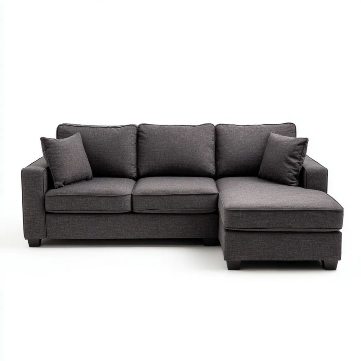 Sofa, 3-osobowa sofa z syrop z syrop z korpusów w kolorze ciemnoszarym tkaniny, 250 x 160 x 85 cm