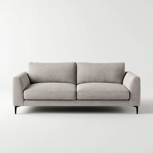 Sofa, 2 fotela w kolorze jasnoszarym z czarnym metalowym noskiem, 180 x 85 x 82 cm