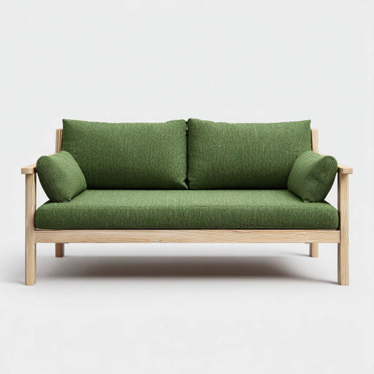 Sofa, 2-osobowa kanapa zielona 145 x 78 x 82 cm poliestrowe drewno sosnowe prostokątne