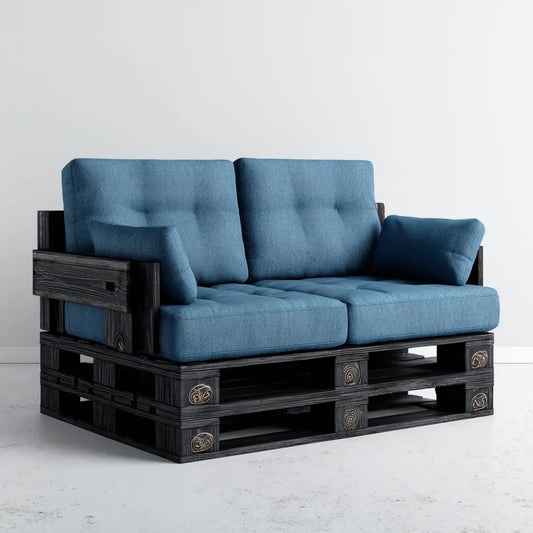 Sofa ogrodowa, Tapczan ogrodowy 2 miejsca niebieski 120 x 80 x 78 cm lite drewno prostokątne sosna