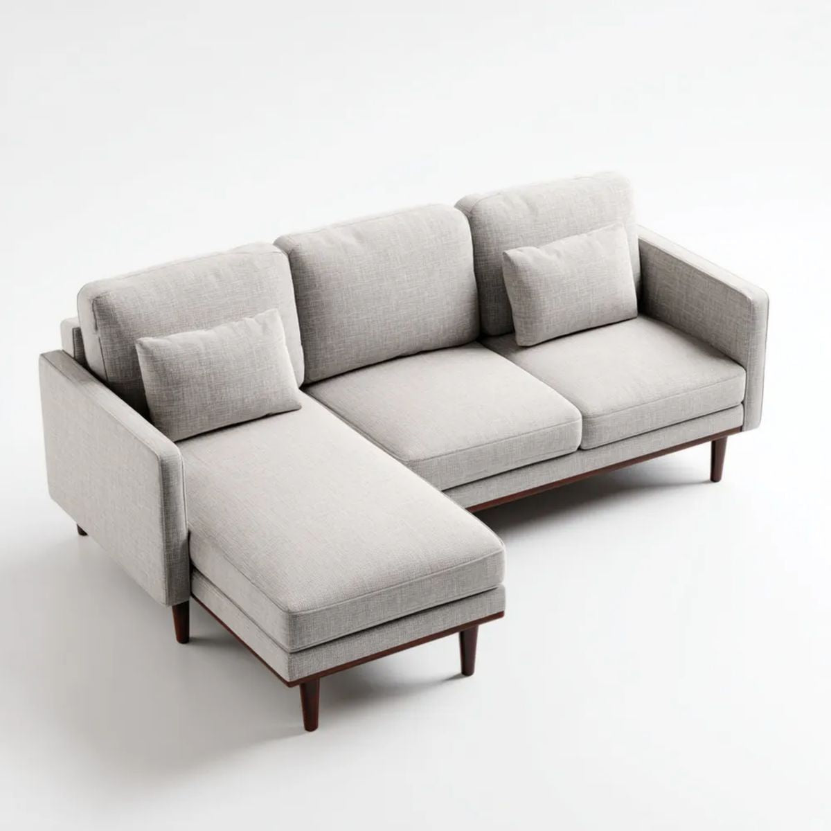 Sofa, 3 kwadraty kwadratowe prostokątne szare prostokątne sofa w kolorze poliestrowym i dwupłytkowym 230 x 150 x 85 cm