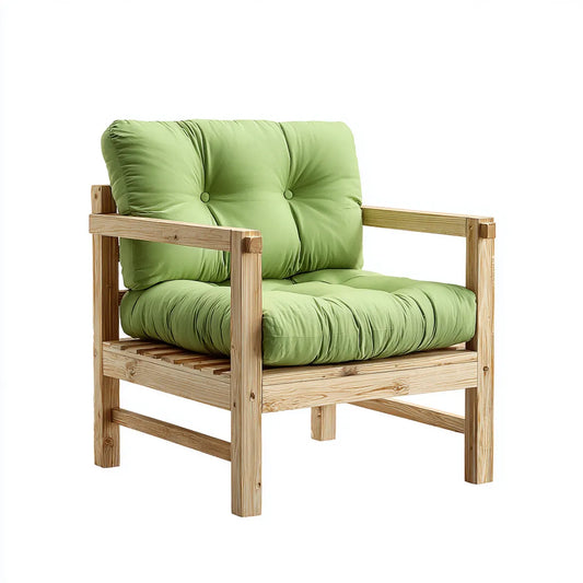 Fotel, Zielony fotel w salonie z solidną konstrukcją sosnową 78 x 80 x 85 cm