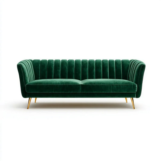 Sofa, 2-osobowa w sofie w szmaragdzie zielonym i złotym nóżki 170 x 80 x 78 cm